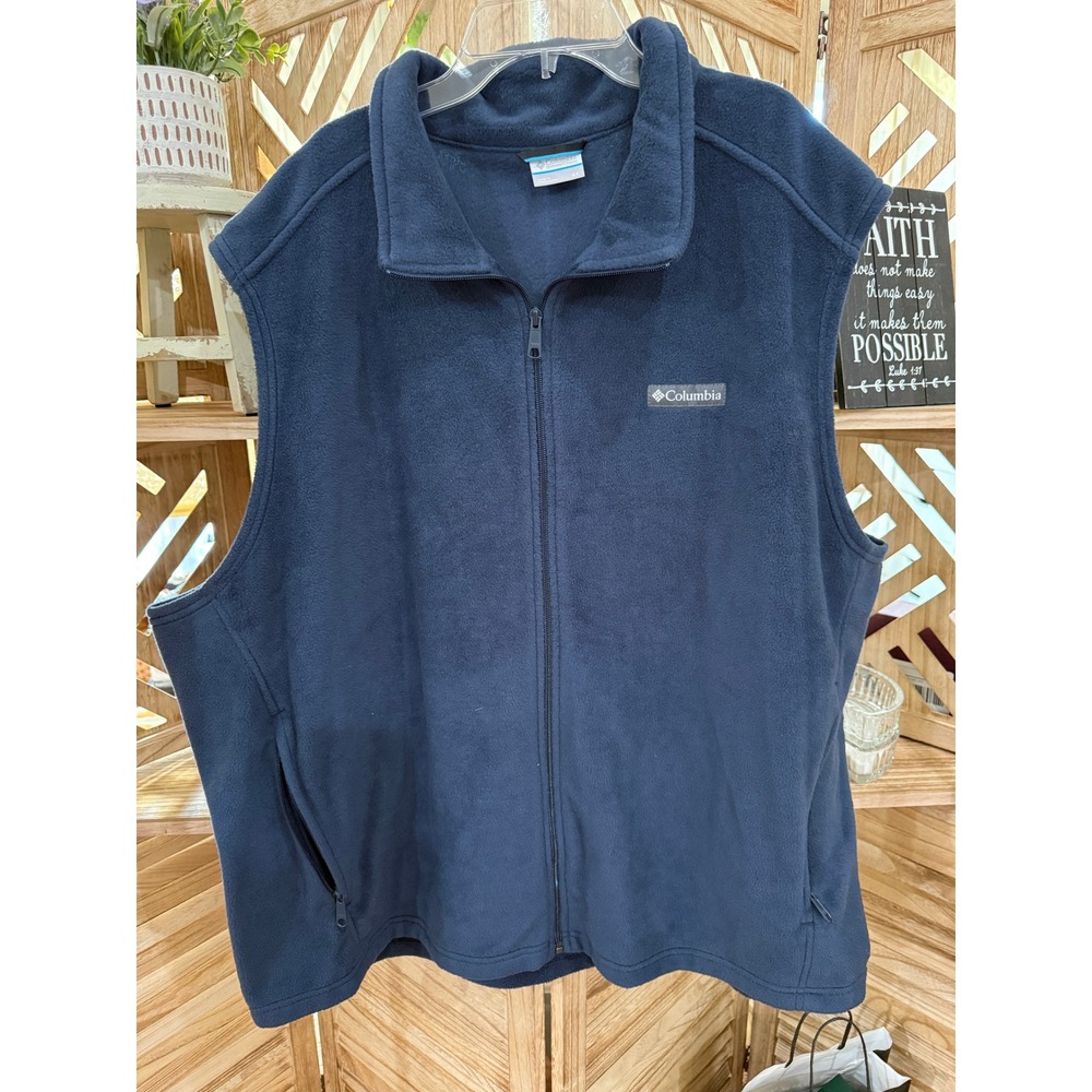 Columbia Men's Fleece Vest Navy Blue Full Zip Big & Tall Size‎ 4X